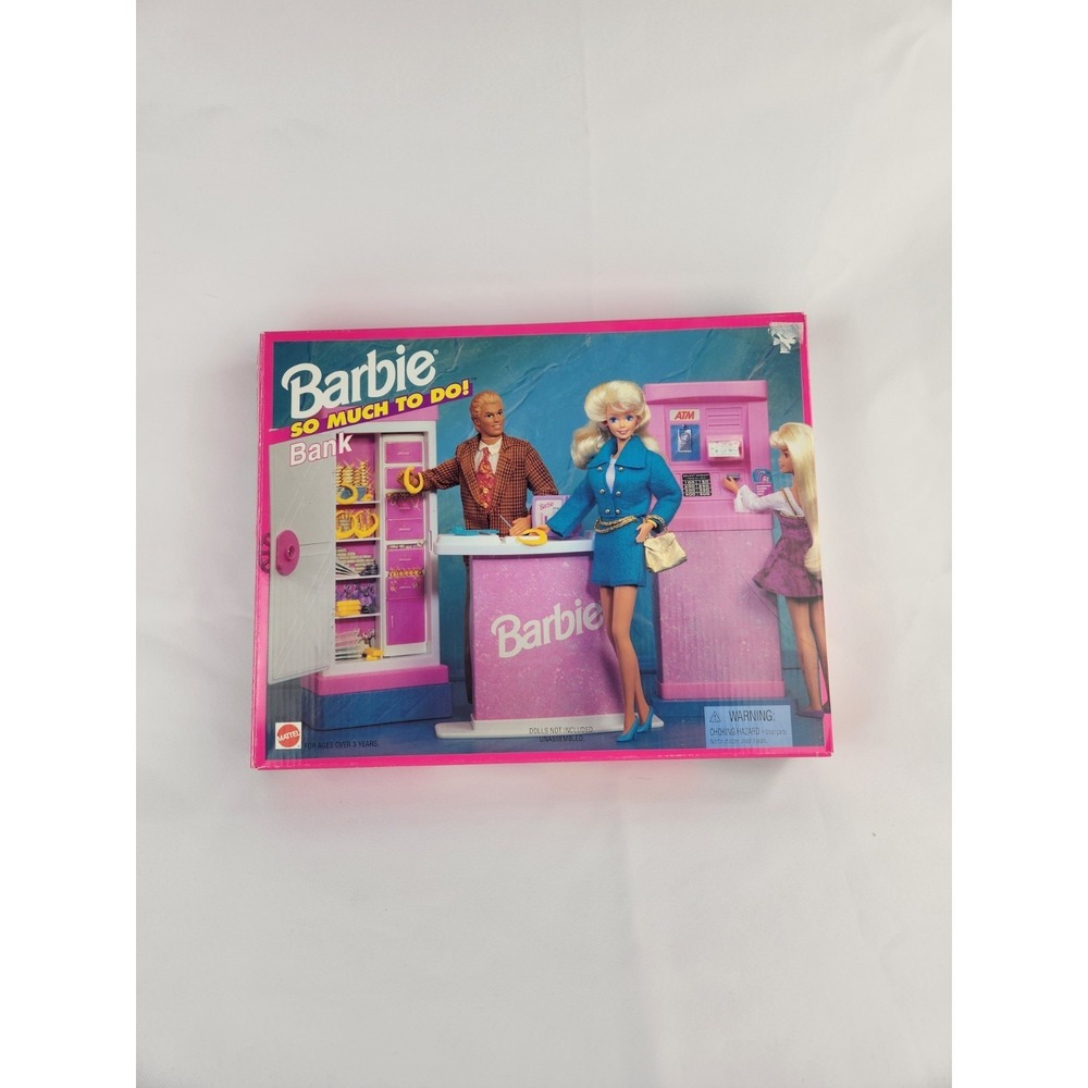 Vintage 1995 Barbie So Much To Do! Bank Playset Safe ATM Computer Original Box